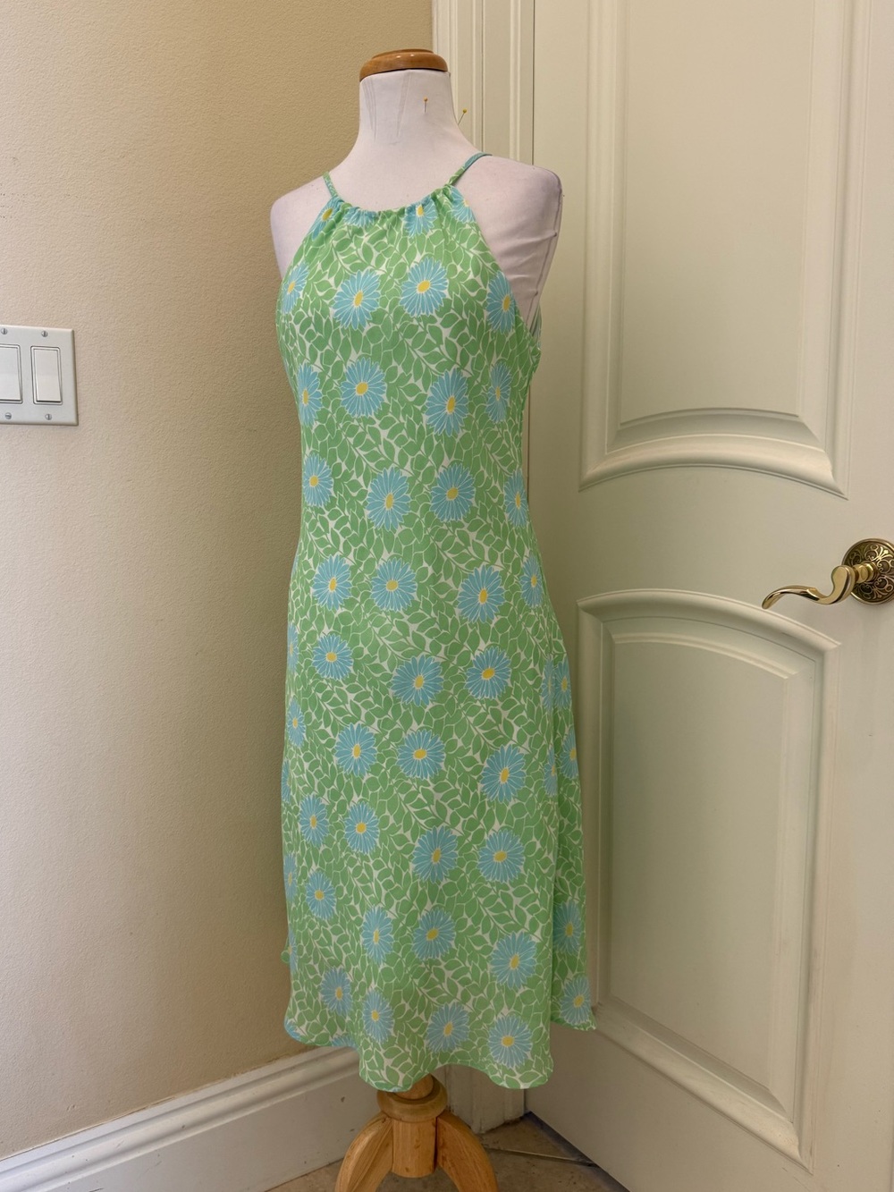 Y2K Johnathan Martin green and blue midi sundress